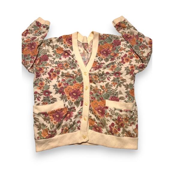 Vintage Italian Angora Wool Floral Cardigan Size Medium/Large - Picture 4 of 9